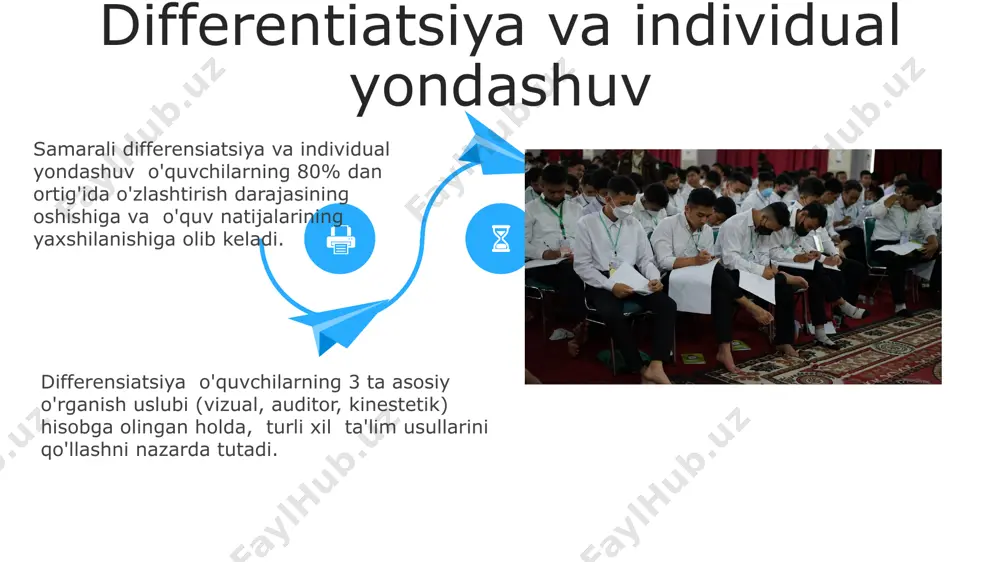 i. samarali professional rivojlanish uchun o'qituvchi o'zining kuchli va kuchsiz tomonlarini aniqlash uchun kamida 2 ta o'z-o'zini baholash testini o'tkazishi va 10 soatdan ortiq o'quv tadbirlarida ishtirok etishi kerak. samarali professional rivojlanish uchun o'qituvchi o'zining kuchli va kuchsiz tomonlarini aniqlash uchun kamida 2 ta o'z-o'zini baholash testini o'tkazishi va 10 soatdan ortiq o'quv tadbirlarida ishtirok etishi kerak. reja va maqsad qo'yish samarali reja o'quvchilarning yoshi, bilim darajasi va individual ehtiyojlarini hisobga oladi, shu bilan birga 70% amaliy mashg'ulotlar va 30% nazariy ma'lumotlarni o'z ichiga oladi. maqsadlar smart (specific, measurable, achievable, relevant, time-bound) printsiplariga muvofiq aniq, o'lchanuvchan, real, dolzarb va vaqt jihatidan chegaralangan bo'lishi kerak, bu o'quv jarayonini yanada samarali qiladi. pedagogik mahoratning asosiy tarkibiy qismlari samarali pedagogik faoliyat uchun kamida 5 ta asosiy ko‘nikma zarur: rejalashtirish, ta’lim berish, baholash, muloqot va o‘z-o‘zini rivojlantirish. ularning har biri bir-biri bilan chambarchas bog‘liq. pedagogik mahoratning muhim jihati – 20% nazariy bilimlar va 80% …