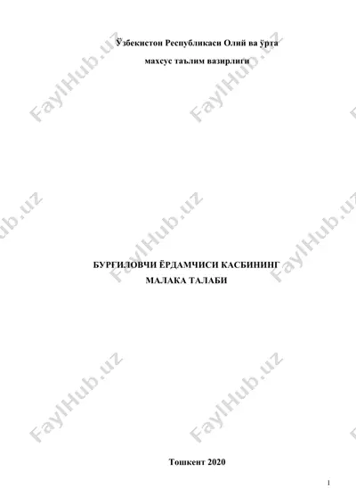 burghilovchisi kasbinining malaka talabi — DOC