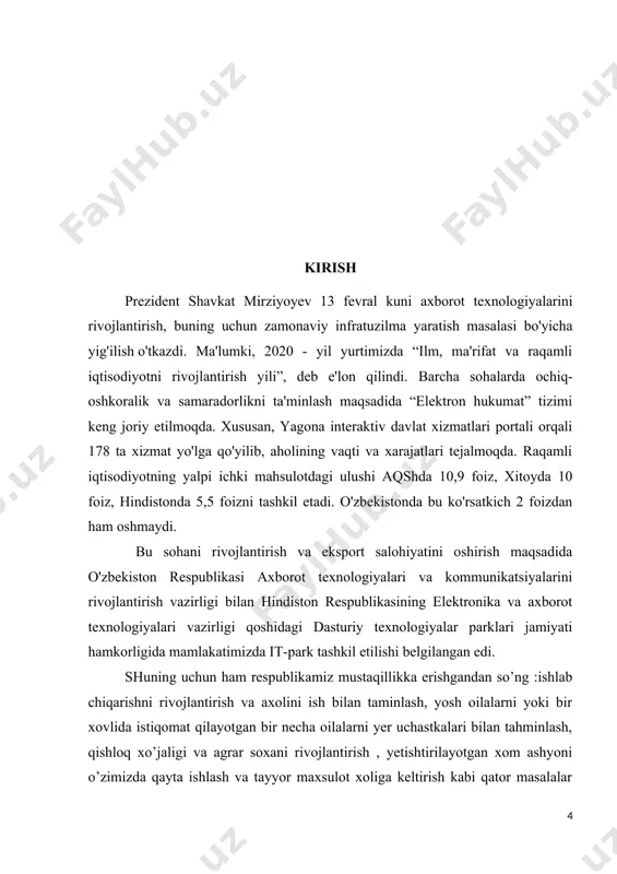 dolzarbmavzulardan biri bo‘lib kelmoqda, sababi har bir sohani o‘rganish, izlanish vatajriba orttirish uchun turli usullardan foydalanish kerak bo‘ladi. shuning uchunyangi axborot – kommunikatsion texnologiyalardan foydalanish maqsadgamuvoffiqdir.hozirgi zamon mutaxasislari, faoliyat doiralari qanday bo‘lishidan qat‘iynazar informatika bo‘yicha keng ko‘lamdagi bilimlarga, zamonaviy hisoblashtexnikasi, informatsion aloqa va kommunikatsiya tizimlari, orgtexnika vositalari vaulardan foydalanish borasida yetarli malakalarga ega bo‘lishi, hamda yangiinformation texnika va texnologiya asoslarini uning ertangi kuni, rivojito‘g‘risidagi bilimlarni o‘zida mujassamlashtirgan bo‘lishi kerak. zamonviyhisoblash texnikasi va informatsion texnologiyalarning kun sayin rivojlanib,jamiyatning esa tobora informatsiyalashib borishi sababli, uzluksiz ta‘limtizimining o‘rta va yuqori bosqichlariga informatika, ishlab chiqarish vaboshqarish jarayonlarini kompyuterlashtirish bo‘yicha bir qator o‘quv fanlarikiritilgan. yigirmanchi asr o‘rtalariga kelib tezkor mashina mexanizmlaridanfoydalana boshlandi. murakkab texnika va texnologiyalar o‘ylab topildi. ko‘pginamasalalarni hal qilish jarayonida axborot hajmi behisob bir majmuaga aylandi,hamda bu axborotlarni yig‘ish va uzatish vositalarini yaratish, ularni vaqtida qaytaishlab, boshqarish uchun zarur bo‘lgan choralarni belgilab chiqish kerak bo‘ladi.ko‘pchilik vazifalarni bajarishda boshqarish jarayonini takomillashtirish, axborottizimini joriy etish, …