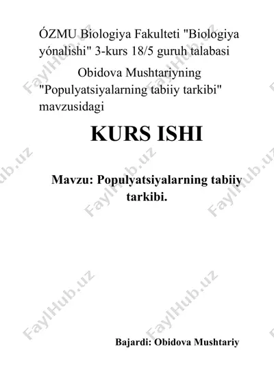 "populyatsiyalarning tabiiy tarkibi" — DOCX