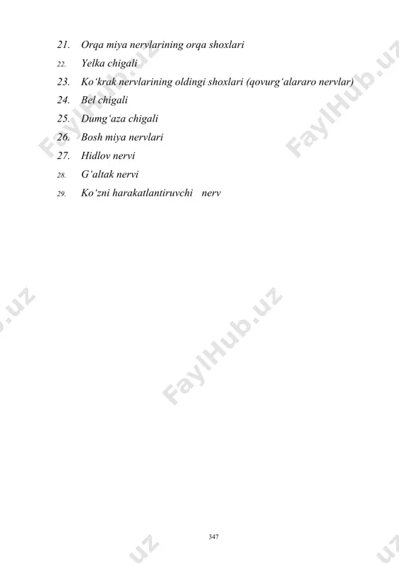 i. ular tashqi va ichki muhit ta’sirini yoki boshqa neyronlardan kelayotgan impulsni nerv hujayrasi tanasiga o’tkazib beradi. akson yoki neyritlar bitta bo‘lib, nerv impulsini hujayra tanasidan boshqa neyronga yoki ish bajaruvchi a’zoga o‘tkazib beradi. tuzilishi, vazifasi va aloqasiga qarab neyronlar sezuvchi yoki retseptor, oraliq yoki assotsiativ va harakatlantiruvchi yoki effektor neyronlarga bo‘linadi. i.sezuvchi neyronlarni dendritlarining uchlarida qabul qiluvchi apparat - retseptor joylashgan. retseptor ta’sirotni qabul qilib, uni nerv impulsiga aylantiradi. retseptorlar ma’lum bir ta’sirotni qabul qilishga moslashgan (mexanik, harorat, kimyoviy) bo‘lib, tuzilishi har xil bo‘ladi. retseptorlarning joylashishiga qarab quyidagi turlarga bo‘linadi: 1.ekstrotseptorlar tashqi muhit ta’sirini qabul qiladi. ular teri, shilliq pardalar va sezgi a’zolarida joylashgan. 2.introtseptorlar organizmning ichki muhitida bo‘ladigan kimyoviy o‘zgarishlar, shuningdek to‘qima va a’zolardagi bosim o‘zgarishlari ta’sirotlarini qabul qiladi. 3.propriotseptorlar mushak, pay, boylam, fassiya, bo‘g‘im xaltasidagi ta’sirotlarni qabul qiladi. ii.oraliq yoki assotsiativ neyron qo‘zg‘olishni sezuvchi neyrondan harakat neyroniga o‘tkazib beradi. bu neyronlar markaziy nerv tizimida joylashadi. iii.effektor yoki …