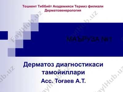 дерматоз диагностикаси тамойиллари — PPT