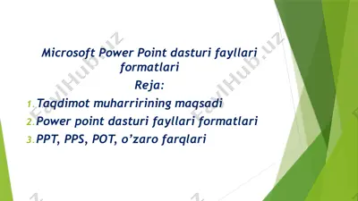 microsoft powerpoint dasturi fayllari formatlari — PPTX