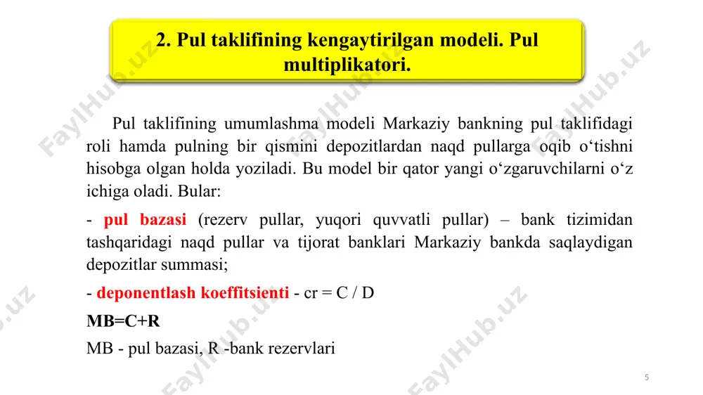 pul taklifi. bank multiplikatori - Page 5