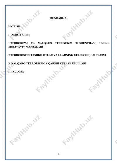 terrorizm va xalqaro terrorizm — DOCX