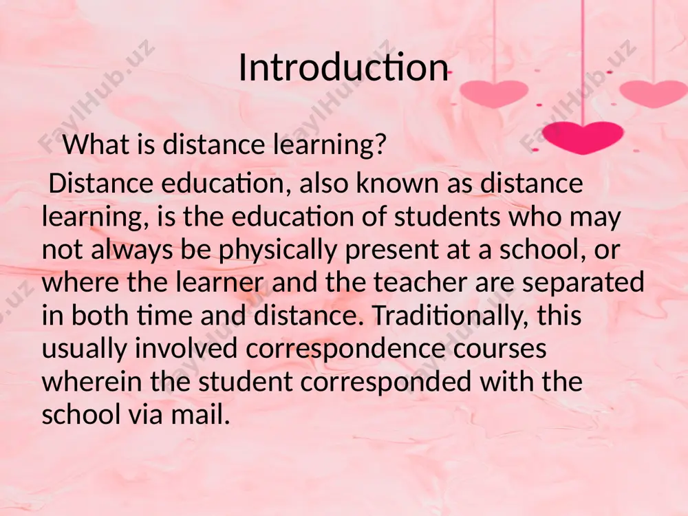 udents can access course materials and complete assignments online. 2. video conferencing: this method involves live streaming of lectures and discussions using video conferencing tools like skype, zoom, google meet, etc. 3. audio recordings: lectures and other course materials are recorded as audio files and shared with students for them to listen to at their convenience. 4. virtual classrooms: virtual classrooms are online platforms that simulate the experience of a physical classroom where students can interact with instructors and peers in real-time. 5. mobile learning: with the prevalence of smartphones and mobile devices today, mobile apps are being developed to deliver distance education content to learners on-the-go. 6. correspondence courses: correspondence courses involve sending course materials through postal mail or courier service for students to study at their own pace. 1.3. effects of distance learning remote studying gives students more freedom when and where learning will take place. they can …