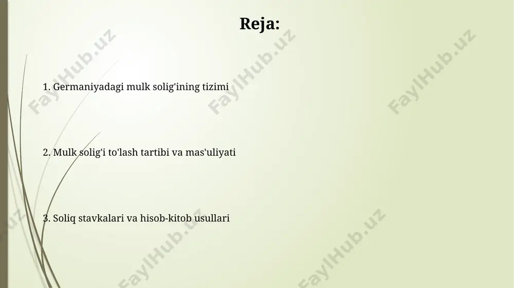 ʻlgan chegirmalar, kam taʼminlangan oilalarga yoki koʻp bolali oilalarga taqdim etiladi, bu esa soliq yukini kamaytiradi. soliq to'lashdan bo'yin tovlashning oqibatlari qarzdorlik miqdori 1000 evrodan oshgan taqdirda, mulkni majburiy sotish jarayoni boshlanishi mumkin, bu esa qo'shimcha xarajatlar va mulk egasining moliyaviy yo'qotishlariga olib keladi. soliq to'lashdan bo'yin tovlash kreditor reytingiga salbiy ta'sir ko'rsatadi, bu esa kelajakda kredit olishni qiyinlashtiradi va foiz stavkalarining oshishiga sabab bo'ladi. germaniya yer solig'i tizimi germaniyada yer solig'i yerning bahosining 3,5% dan 7% gacha bo'lgan qismini tashkil etadi va bu ko'rsatkich jamoat xarajatlarini qoplash uchun ishlatiladi. yer solig'i yillik to'lovlar bilan amalga oshiriladi va soliq miqdori yerning kadastral qiymati asosida hisoblanadi, bu esa har 5 yilda qayta baholanadi. soliq kodeksi va qonunchilik germaniyada yer solig'i grundsteuer a va grundsteuer b deb nomlangan ikki turga bo'linadi, ularning hisoblash usullari va soliq stavkalari farq qiladi, bu esa soliq to'lovchilar uchun turlicha yuki demakdir. grundsteuer hisob-kitoblari uchun yer uchastkasi …
