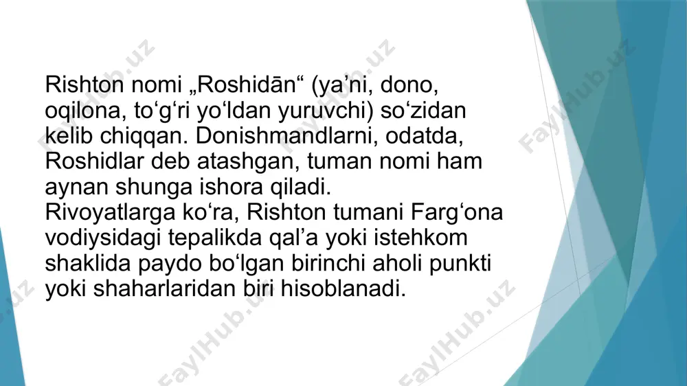 . hozirgi kunda rishtonda yigiruv toʻquv fabrikasi, badiiy kulolchilik buyumlari zavodi va yuzlab kichik xususiy kulolchilik sexlari, 3 mingdan ziyod yakka tartibdagi hunarmandlar, oʻzbekiston badiiy akademiyasi tasarrufida „usto abdullo“ korxonasi faoliyat olib bormoqda. shuningdek, hududda dehqon va buyum bozorlari ham faoliyat koʻrsatadi. shaharda 6 ta umumiy oʻrta taʼlim maktabi, 2 ta kasb-hunar kolleji, 1 ta litsey mavjud. tuman hokimiyati binosi, davlat va maʼmuriy tashkilotlar, 2 ta madaniyat uyi, 1 ta markaziy stadion, 1 ta markaziy kasalxona, 2 ta poliklinika va boshqa tibbiy muassasalar, bir qancha savdo va madaniy xizmat koʻrsatish shoxobchalari ham hozirgi kunda aholiga xizmat koʻrsatadi. rishton shahri (farg‘ona viloyati, o‘zbekiston) asosan hunarmandchiligi, keramika mahsulotlari va qishloq xo‘jaligi bilan mashhur. lekin har qanday shaharda bo‘lgani kabi, rishtonda ham muammolar mavjud. eng asosiy muammolar quyidagilar bo‘lishi mumkin: ekologik muammolar: havo va suv ifloslanishi, ayniqsa sanoat chiqindilari sababli. qishloq xo‘jaligida kimyoviy o‘g‘itlar va pestitsidlar ko‘p ishlatilishi tuproq sifatiga ta’sir qilishi mumkin. …