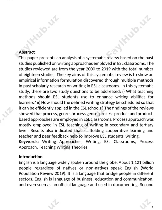 ld requires and expect potential employers with good writing skills and they are seen as the clients of corporate world. therefore, it is vital to equip oneself with good writing skills to get appointed and to disclosed to more job opportunities. in other words, employee with good writing skills are seen as "hot commodities" other than that, it is one of the most serious skill to the acquired in tertiary education. academic writing in tertiary is not just words but meaningful communication. zhu (2004) added that academic writing includes understanding of distinctive procedures of ideas and interaction which needs basic or general writing abilities as a foundation. besides that, writing promotes creativity, imagination, and understanding. writing is a thinking process which involves brain process, in orderto organise ideas to write, writers need to imagine and be creative in puttingtheirthoughts in words. therefore, it is compulsory to incorporate teaching of writing …