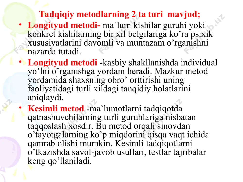 natijalari kavzometriya shaklida tasvirlanadi. kavzometriya kasbiy muammo va inqirozlarni echish uchun qo’llaniladi. psixobiografiya –shaxslarning hayot yo’lini psixologik o’rganish metodi hisoblanadi. avval psixobiografiya siyosatchilarining obro’-e`tiborini, kishilarning individual kasbiy biografiyalarini o’rganish maqsadida qo’llanilgan. kasb psixologiyada psixobiografiyani qo’llash orqali shaxsning kasbiy maqsadlarining paydo bo’lishi, kasbiy shakllanishdagi inqirozlar haqida qimmatli ma`lumotlarni olish imkonini beradi. anamnez metod – bu insoning mehnat subekti sifatida rivojlanish tarixi xaqidagi ma`lumotlarni yig`adi. bu usul e.a.klimov tomonidan batafsil ko’rib chiqilgan. kasbiy anamnez mehnat motivlarini o’rganish, tanqidiy voqealarni aniqlash, kasbiy faoliyatda obro’-e`tibor qozonishni oldindan tashxis qilishda qo’llaniladi. anamneztik tadqiqot o’z ichiga suhbat tizimini olgani uchun, suhbat metodga qo’yiladigan talablar bu usulga ham tadbiq etiladi. faoliyat mahsulotlari va jarayonlarini taxlil etish yo’llari bo’lib, unga b.g.ananev xronometriya, profesiografiya, bajarilgan ishlar va buyumlar bahosini izohlashlarni kiritadi. kasb psixologiyasining bu guruhidan qo’yidagi usullar muhim ahamiyatga ega. topshriqlar tahlili – bu kuzatilayotgan inson va uning yashirin kasbiy xulqini yo’nalganligini psixologik jihatlarini tadqiq qilish metoddir. topshiriqlarni tahlil …