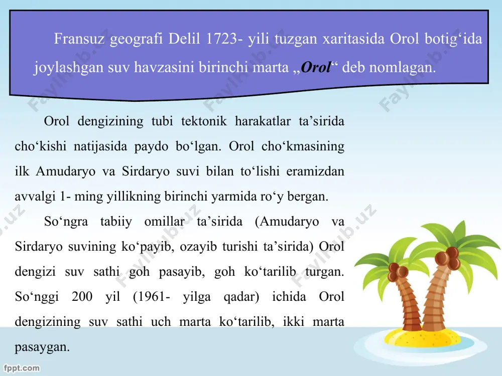 -sharqiy va shimoliy sovuq va quruq shamollar ta’sirida bo‘lib, harorati pasayib ketadi. orol okrugida yanvarning o‘rtacha harorati mo‘ynoqda –5 –7°c ni tashkil etadi. qishda ba’zi yillari eng past harorat –32°c ga yetadi. yozda iyulning o‘rtacha harorati mo‘ynoqda +28°c bo‘lib, issiq harorat +38 +42°c ga yetadi. so‘nggi yillarda orol suv sathining pasayishi natijasida qish sovib, yozda harorat ko‘tarilib bormoqda. mo‘ynoqda 1960- yili yanvarning o‘rtacha harorati –4°c bo‘lgan bo‘lsa, hozir –8°c ni tashkil etmoqda. okrugda may oyidan boshlab shimoli g‘arbdan, g‘arbdan esuvchi havo massasi ta’sirida havo ilib, yog‘ingarchilik boshlanadi. okrugga yiliga o‘rtacha 80—100 mm atrofida yog‘in yog‘ib, uning 45 foizi bahorga, 10—11 foizi yozga to‘g‘ri keladi. tuproqlari. orol dengizi o‘rnida suvdan bo‘shagan hududlarning tuproq qoplami o‘ziga xosligi bilan ajralib turadi. bu o‘ziga xoslikni tuproqda tuzlarning yig‘ilishi, ularning sho‘rlashganligi va katta hududda sho‘rxoklarning mavjudligida ko‘rish mumkin. okrug hududining 80–90 foiz qismidagi tuproqlar o‘ta darajada sho‘rlashgan. o‘simlik va hayvonlari. okrugda tuproq turi va uning …