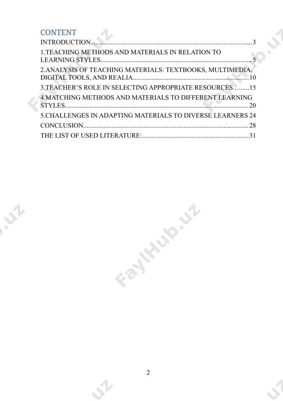 language education, where comprehension, retention, and application hinge critically on the use of methods and resources that resonate with the learner’s preferred modality—be it visual, auditory, kinesthetic, or a blend of these. the aim of the research. the aim of this research is to explore the relationship between student learning styles and effective pedagogical approaches, with a focus on identifying optimal strategies and selecting materials that enhance learner engagement and achievement. by mapping specific teaching methods and educational resources to distinct learning styles, this study seeks to improve instructional design and increase educational outcomes across disciplines. the tasks of the research. to achieve the aim, the research addresses the following tasks: · to define and classify common learning styles based on existing theoretical frameworks (e.g., vark, kolb’s learning cycle, gardner’s multiple intelligences); · to analyze how these learning styles, influence students’ engagement with content and learning strategies; · to evaluate …