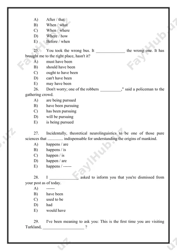 happened _____ the email earlier. a)if he sent b)had he sent c)if he has sent d)did he sent 51. which ______ do you come from? a) nation b) year c) country d) date 52. fiat cars are quite ______. you can afford them easily. a) bad b) expensive c) easy d) cheap 53. they often eat ______ for breakfast. a) cheese b) chest c) cheer d) chief 54. would you like to have a ______ soup or fish? a) chicken b) drink c) breakfast d) meal 55. if you do not know this word why don’t you look up the ______? a) newspaper b) internet c) computer d) dictionary 56. it is very ______ today. i would like to go to swimming. a) hot b) cloudy c) cold b) good 57. would you like to drink a ______ of tea? a) bottle b) piece c) slice d) cup 58. the …