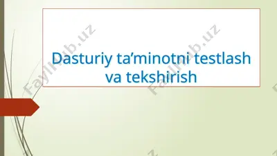 dasturiy ta'minotni testlash va tekshirish — PPTX