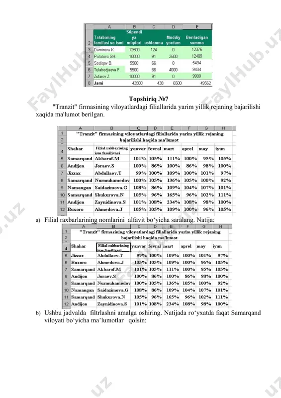 ms excel elektron jadvalida ishlash - Page 3