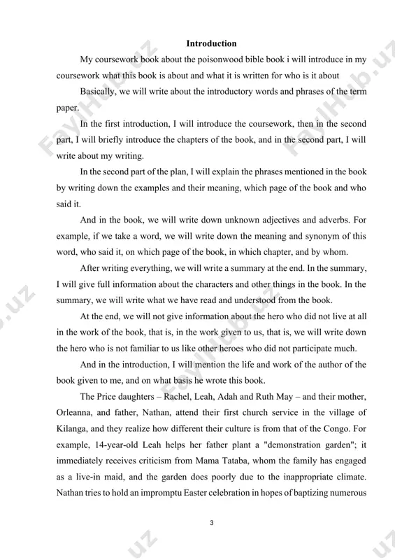 ally is allowed to participate and even hunts an antelope. the girls all gather together in the morning to check out the chicken coop. inside they find footprints and a green mamba snake. a scream and gasp is heard from ruth may, who has been bitten by the snake. the girls watch her turn cold and blue before she passes away. orleanna becomes filled with guilt over ruth may's death, and takes the other children away, leaving her arrogant husband to fend for himself. with anatole's help, they eventually reach safety.[1] the remaining price sisters go through many different life changes: adah dedicates herself to getting a scientific education back home (she is hemiplegic and wants to learn more about the condition); leah marries anatole and they start a family together; rachel remains perceptive but vain and distrustful of men, goes through a string of marriages, and starts a business; …