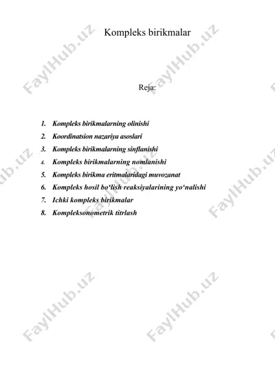 kompleks birikmalar — DOC