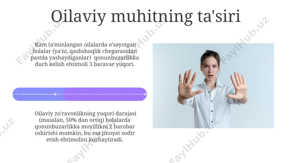 g'ida eng yuqori cho'qqiga chiqadi, bu davrda shaxsning o'zini o'zi boshqarish va qonunlarni anglash qobiliyati hali to'liq shakllanmagan. voyaga yetmaganlarga nisbatan qo'llaniladigan jazo choralari voyaga yetmaganlarga nisbatan jinoyat ishlarini ko'rishda yengillashtiruvchi holatlar mavjud bo'lib, ularga 14 yoshgacha bo'lganlar uchun jazo tayinlanmaydi, 14-16 yoshdagilarga esa engilroq jazo qo'llaniladi. jinoyat sodir etgan voyaga yetmaganlarning shaxsiy xususiyatlari, jinoyatning og'irligi va ijtimoiy xavfliligi hisobga olingan holda, ularga nisbatan individual jazo choralari qo'llaniladi, masalan, 3 yilgacha ozodlikdan mahrum qilish. e'tiboringiz uchun rahmat @taqdimot_robot image4.jpg image5.jpg image6.jpg image7.jpg image8.jpg image9.jpg image10.jpg image11.jpg image12.jpg image13.jpg image14.jpg image15.jpg image16.jpg image17.jpg image18.jpg image1.jpeg image2.jpeg image3.jpeg