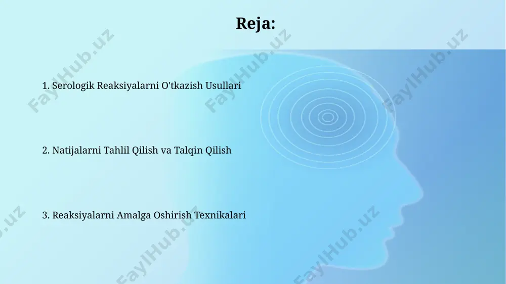 , 0.5% xloramin eritmasi) dan foydalaning va toshkentdagi laboratoriyalarda qo'llaniladigan standart xavfsizlik protokollariga amal qiling. elisa (ferment immunosorbent analizi) elisa ning bir nechta turlari mavjud, masalan, to'g'ridan-to'g'ri va bilvosita elisa usullari, ularning har biri antijen yoki antitananing turli xil konsentratsiyalarini aniqlash uchun qo'llaniladi va natijalar miqdoriy yoki sifat jihatidan baholanadi. elisa testida, 96 quduqli plastinkalardan foydalaniladi va har bir quduqqa 100 mkl reaktiv qo'shiladi, natijalar spektrofotometr yordamida 450 nm to'lqin uzunligida o'lchanadi, bu esa yuqori aniqlikni ta'minlaydi. antijenlar va antikorlar antikorlarning afinitati va avidligi, masalan, igg antikorlari uchun 10 -9 m gacha bo'lishi mumkin va bu immunitet javobining kuchini belgilaydi, shuningdek, janubiy afrikada malyariya diagnostikasida muhim ahamiyatga ega. antigenlarning molekulyar og'irligi 10 kda dan 1000 kda gacha o'zgarib turadi va ularning tuzilishi va xususiyatlari, masalan, proteinlarning konformatsiyasi, aqshda yangi diagnostika vositalarini ishlab chiqishda hisobga olinadi. immunoblottlash иммуноблотташда 100 кда дан ортиқ молекуляр массага эга бўлган антигенларни аниқлаш учун гель-электрофорездан кейин …