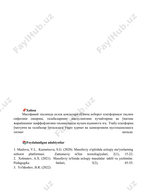 masofaviy ta'limdagi etik qoidalar to‘g‘risida axborot platformasi - Page 5