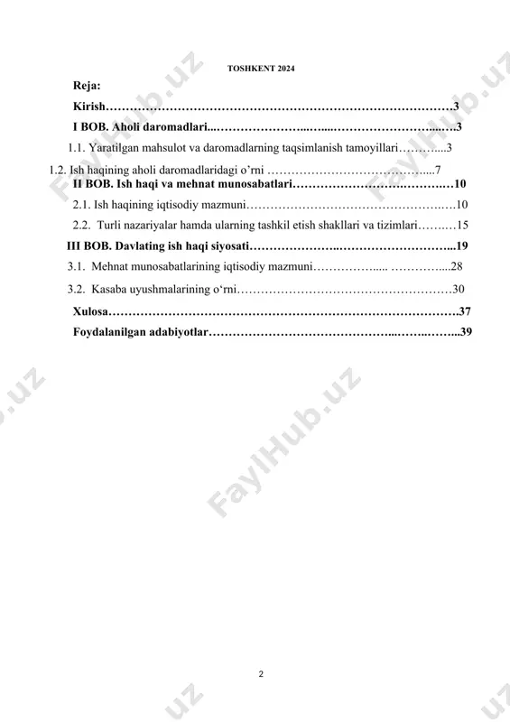 amoyillari mamlakatda ishlab chiqarilgan tovar va xizmatlarning taqsimlanish tamoyillari bo‘yicha turlicha nazariyalar mavjud. bozor iqtisodiyotiga doir «uch omil» deb nomlanuvchi nazariya keng tarqalgan bo’lib, bu nazariyaning asoschilaridan biri fransuz olimi j.b.sey «ishlab chiqarishning uch omili» degan g‘oyani ilgari surib, unda tovarlarni ishlab chiqarishda mehnat, yer va kapital birga qatnashadi, ular hamma daromadlar manbai bo’lib, ushbu daromadlar shu omillar o‘rtasida taqsimlanadi, deb ko'rsatadi. uning bu g'oyasi amerikalik iqtisodchi olim j.b.klarkning qo‘shilgan omil unumdorligi degan g‘oyasiga asos bo’lib xizmat qiladi. klark o‘zining «boyliklarning taqsimlanishi» nomli asarida yaratilgan boylik uchala omil o'rtasida ularning har biri yaratgan mahsulot miqdoriga, ya’ni unumdorligiga qarab taqsimlanadi, deb ko‘rsatadi. sey va klark g‘oyalarining ijobiy tomoni quyidagilardan iborat: 1. kapital, yer va ishchi kuchi jonli mehnatning har uchalasi tovar yoki xizmatning nafliligini yaratishda qatnashishi ko'rsatiladi; 2. yaratilgan naflilik miqdori bilan bu uchala omilning miqdori va unumdorligi o'rtasida bog'liqlik mavjudligi, agar bu uchala omil bir biriga mos ravishda miqdor va …