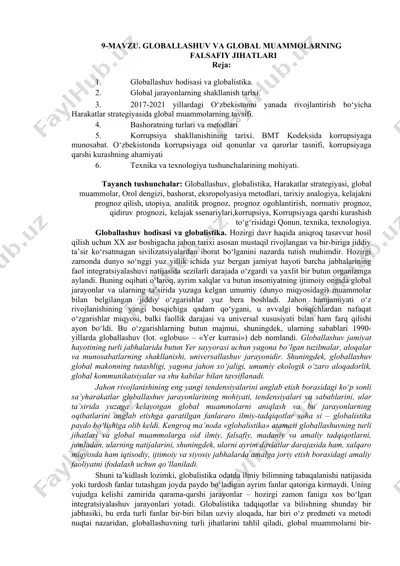 globallashuv va global muammolarning falsafiy jihatlari — DOCX