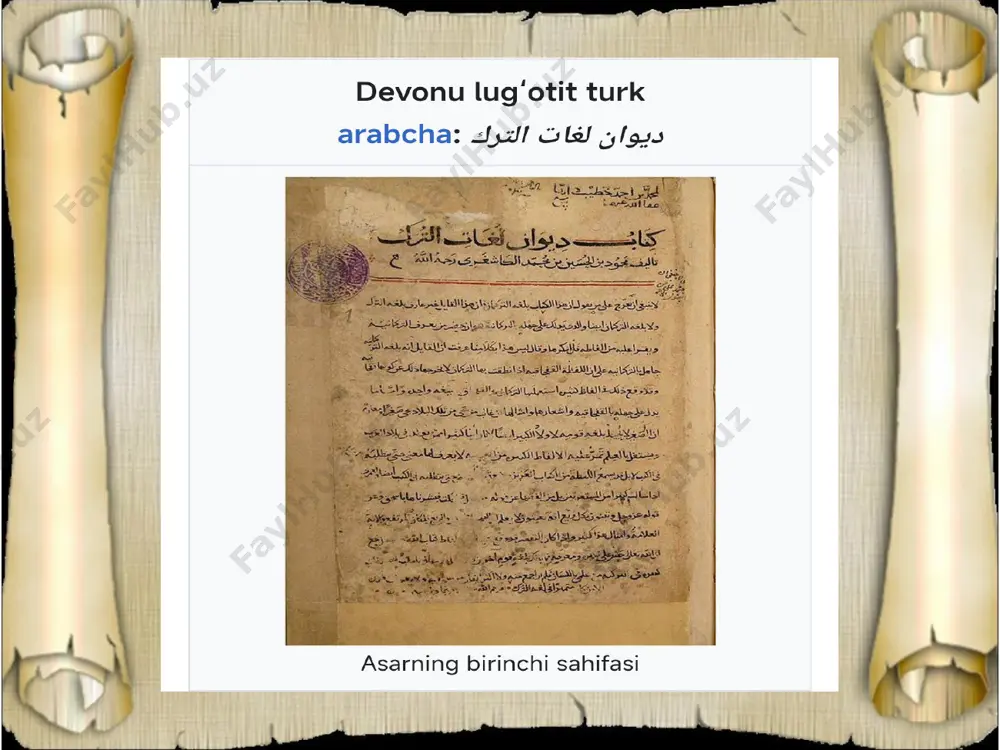 nashri 1957-yil amalga oshirildi. „devonu lugʻotit turk“ ikkinchi boʻlib oʻzbek tiliga tarjima qilinib, muhim izoh va tafsirlari bilan 1960-1963-yillari toshkentda „fan“ nashriyotida 3 jildda chop etilgan. bu tilshunos olim, filologiya fanlari doktori, professor solih mutallibovning 35 yillik mehnati natijasi edi. ushbu nashr faqat tarjima boʻlmay, turkcha tarjimaga munosabat, baho, atamalar, shaxs nomlari, shahar va joy nomlariga izoh va tafsir hamdir. nashrining muqaddima qismida xi asr filologlari, „qutadgʻu bilig“ asari, maxmud koshgʻariyning lingvistik qarashlari, turkiy qabilalar, ularning shakllanishi, bu urugʻ va qabilalar, tillarning hozirgi turkiy xalqlar va ularning tiliga munosabati, tarjima transkripsiyasi toʻgʻrisida maʼlumotlar berilgan. „devonu lugʻotit turk“ oʻzbekcha nashrining oxirida turkiy urugʻ, qabila, shaharlar va boshqalar toʻgʻrisida batafsil maʼlumotlar bor, asarning har bir jildida havolalar berilib, unda uchragan soʻz va iboralar keng taʼriflanadi, izohlanadi. oʻzbekcha nashrining muhim tomonlaridan biri, uning har bir jildi asosida tuzilgan koʻrsatkichdir. unda „devonu lugʻotit turk“da uchragan soʻzlar alifbo tarzida keltirilib, soʻzning oʻzbek va rus tilida …