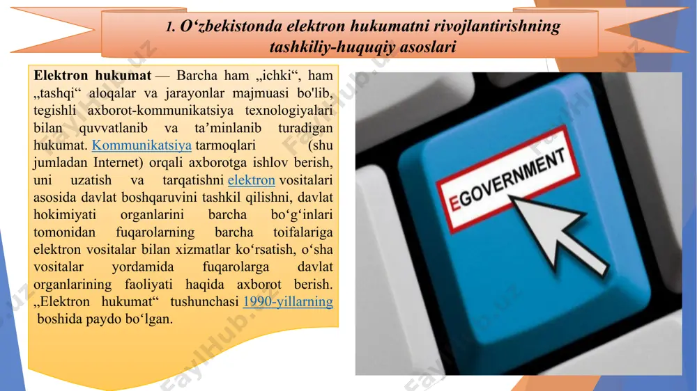 ron hukumatni yanada rivojlantirish uch yillik strategiyasi ishlab chiqilgan. o‘zbekistonda yaqin besh yil ichida dasturiy mahsulotlar eksporti hajmini 10 baravar oshirish va axborot texnologiyalari sektorining mamlakat yaimdagi ulushini 4%gacha etkazish ko‘zda tutilgan. shuningdek, o‘zbekistonda uzoq muddatli istiqbolga axborot texnologiyalari va kommunikatsiyalarni rivojlantirish davlat dasturini ishlab chiqish boshlangan. raqamli iqtisodiyotning mehnat bozori o‘zgarishlariga ta’siri bilan bog‘liq masalalar, ayniqsa, o‘rtacha malakali sektorda, ta’lim va kadrlar tayyorlash, yoshlarning tabiiy fanlarga bo‘lgan qiziqishini rag‘batlantirish, shuningdek, aholida raqamli ko‘nikmalarni rivojlantirish uchun qulay ekotizim yaratish masalalarini o‘z ichiga oladigan inson kapitalini rivojlantirish tizimini yanda takomillashtirish bo‘yicha takliflar ishlab chiqish muhim va maqsadga muvofiq. o‘zbekistonda akt rivojlanishini bir necha bosqichda tavsiflash mumkin: o‘zbekistonda akt rivojlanishi 2013-2025 yillarga mo‘ljallangan o‘zbekiston respublikasi milliy axborot-kommunikatsiya tizimini rivojlantirish kompleksli dasturiga muvofiq amalga oshiriladi. o‘zbekiston respublikasi prezidenti shavkat mirziyoev mamlakatimizni 2016 yilda ijtimoiy-iqtisodiy rivojlantirishning asosiy yakunlari va 2017 yilga mo‘ljallangan iqtisodiy dasturning eng muhim ustuvor yo‘nalishlariga bag‘ishlangan vazirlar mahkamasining kengaytirilgan majlisidagi ma’ruzasida …