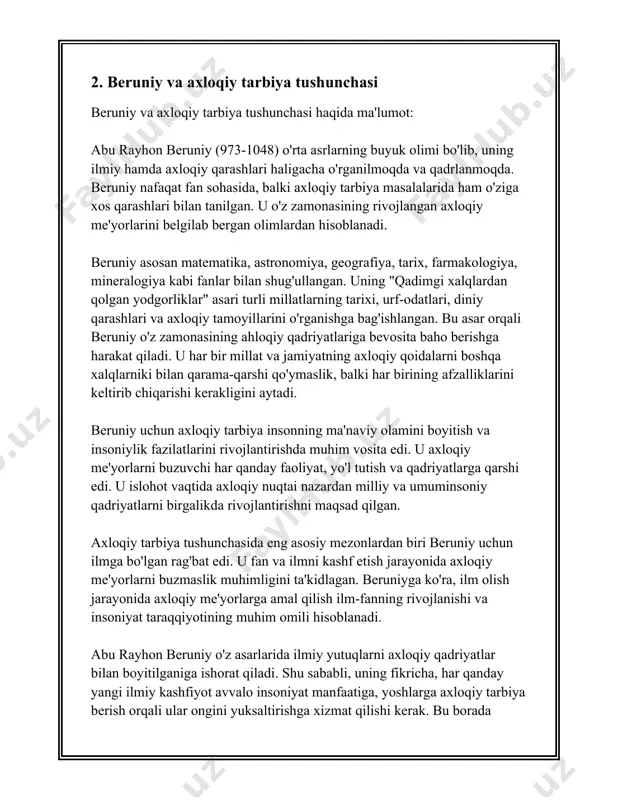dqiqotlar ko‘ra, oilaviy ta'lim ba’zida bolalarning akademik natijalarini 10% baholash darajasiga oshirishi mumkin. 2018 yilda o‘tkazilgan bir xalqaro tadqiqotga ko‘ra, dunyo miqyosida 80% ota-onalar farzandlari uchun to‘g‘ri tarbiya berishni o'z prioritetlari qatorida ko'rishadi. oilaning tarbiya jarayonidagi roli nafaqat akademik sohalar, balki ijtimoiy, etika va axloqiy tamoyillar asoslari bilan ham bog‘liq bo‘lib, farzandlarning shaxsiyatini shakllantirishda katta ahamiyat kasb etadi. ko‘pgina mamlakatlarda, jumladan, o‘zbekistonda ham oilada tarbiya berish o‘qitishdan katta ahamiyatga ega. 2022 yilda o‘tkazilgan tadqiqotni ko‘rsatishicha, o‘qituvchilar va ota-onalar o‘rtasidagi hamkorlik 70% hollarda oily o‘quv yurtlariga kirish uchun ijobiy natijalar beradi. bundan tashqari, oiladagi ijobiy muhit, bolalarning ruhiy salomatligi va psixologik barqarorligini ham kuchaytirishi mumkin. jahon sog‘liqni saqlash tashkiloti (jsst) tomonidan olib borilgan tadqiqotlar natijalari shuni ko‘rsatmoqda – agar bolalar sog‘lom oilaviy muhitda o‘zlari rivojlansa, ularning jismoniy va ruhiy sog‘lig‘i yaxshilanadi. tadqiqot natijalari ko‘ra, sog‘lom oilaviy munosabatlar, farzandlarda 60% stressni kamaytirishi va depressiya darajasini pasaytirishi mumkinligi kuzatilgan. agar biz beruniy va …