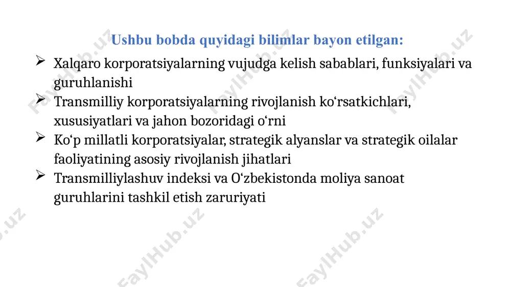 tonda ushbu kompaniya vodafone india sifatida alohida faoliyat yuritadi va mustaqil ravishda qarorlar qabul qiladi. rо‘yxatdan о‘tgan yoki kiritilgan tmk faqat о‘z mamlakatlaridan rо‘yxatdan о‘tadi. kmk, shuningdek, boshqa mamlakatlarda rо‘yxatdan о‘tadi, shuning uchun ular tmk dan farq qiladi. operatsiyalar tmk larning boshqa mamlakatlarda boshqa filliallari mavjud emas yoinki mavjud. kmk larda esa huddi о‘zi kabi mustaqil korporatsiya mavjud qaror qabul qilish tmk -dagi qarorlarni qabul qilish о‘z mamlakatida amalga oshiriladi va boshqa barcha filliallarga ta’sir qilishi kerak. kmk da esa mamlakatda tashkil qilingan korporatsiyaning menejeri tomonidan individual tarzda qabul qiladi. mahalliybozorlar tmk mahalliy bozorga nisbatan cheklovlarga duch keladi, chunki ular markazlashgan boshqaruv tizimiga ega. kmk mahalliy bozorlarga asoslangan holda mustaqil ravishda qaror qabul qilishi mumkin. markazlashtirilgantizim tmk global boshqaruvni muvofiqlashtiradigan markazlashgan tizimga ega. kmk markazlashtirilgan tizimga ega emas. kompaniyalarga misol microsoft, fedex, kimberli klark, walmart toyota motor corporation, vodafone india tmk va kmk larning o‘zaro farqlari tmklarning eng xarakterli xususiyatlari: …