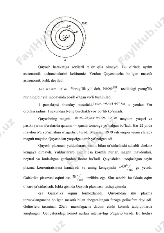 gan bo’ladi. bu sfera nurlanishning «qattiq» komponentasini 0,7% aniqlikda o’lchashga imkon beradi. azimutal teleskop ikkita bir xil teleskopdan iborat bo’lib, «qattiq» va «yumshoq» komponentalar intyensivligini qayd qiladi. «qattiq» komponenta qalin qo’rg’oshin to’siq yordamida ajratib olinadi. teleskoplardan biri sharqdan g’arbga, ikkinchisi janubdan shimolga yo’nalt iriladi. neytron monitoringida neytron sanagich bo’lib, unda 10b izotopi mavjud. shu sababli neytronlar 10b yadrosiga yutilib, jarayonni yuzaga keltiradi. neitronlarni qayd qilishga sabab, 1 gev dan yuqori energiyaga ega bo’lgan birlamchi nuklon va yadrolar atmosfera atom yadrolarini parchalashi natijasida neytronlar hosil bo’ladi. shu sababli, neytronlarni o’rganish birlamchi nurlarni aniqlashga imkon beradi. havo sharlari va kosmik stansiyalar yordamida esa juda kam energiyali birlamchi zarralar variatsiyasini o’rganish mumkin. yer sirtidagi koinot zarralari variatsiyasi asosan ikkilamchi, ya’ni atmosferada hosil bo’lgan zarralar variatsiyasi orqali aniqlanadi. lekin birlamchi zarralar variatsiyasi quyosh yoki galaktikadagi ayrim zarralarning ko’p miqdordagi hosil bo’lishi hisobidan ham bo’lishi mumkin. variatsiyalar davriy va nodavriy turlarga ajraladi. davriy variatsiyalarga 22 …