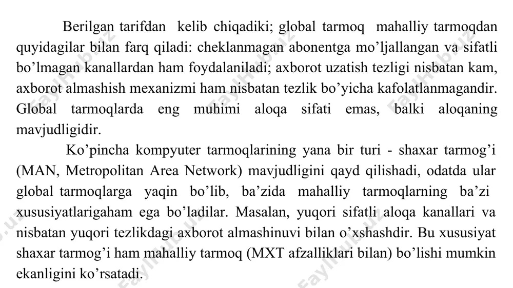 cha tо’g’ri tarifidir. axborot almashinuvini boshqarish topologiyasi – bu aloxida kompyuterlar о’rtasidagi axborot almashish huquqi, ketma-ketligi va prinsiplaridir. axborot topologiyasi – bu tarmoqdan uzatilayotgan axborotlar oqimining yо’nalishidir. image1.png /docprops/thumbnail.jpeg