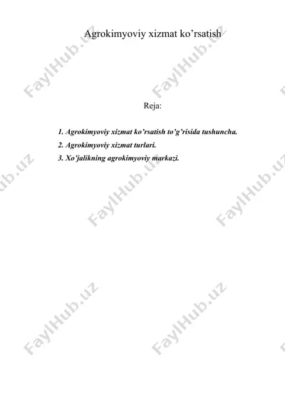 agrokimyoviy xizmat ko’rsatish — DOC