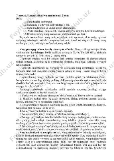 nutq texnikasi va madaniyati — DOCX