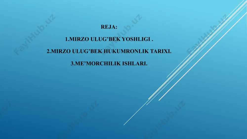 asini (1417—1420) qurdirib, ushbu shaharlarni oʻrta osiyoning madaniy ilm markazlariga aylantirdi[8]. ulugʻbek nomi turkiycha boʻlib, „buyuk“ yoki „oqsoqol bek“ maʼnosini bildiradi[9]. koʻragon unvoni moʻgʻulcha „kuregen“ soʻzining forscha varianti boʻlib, „xonning kuyovi“ maʼnosini bildiradi. biroq ulugʻbekning davlat boshqaruvini ilmiy faoliyati bilan teng olib bora olmadi. oʻzining qisqa hukmronligi davrida oʻz kuch va hokimiyatini oʻrnata olmadi. biroq ulugʻbekning davlat boshqaruvini ilmiy faoliyati bilan teng olib bora olmadi. oʻzining qisqa hukmronligi davrida oʻz kuch va hokimiyatini oʻrnata olmadi. natijada, uning nazoratsizligidan yaqin atrofidagilar foydalandi va suiqasd natijasida oʻldirildi[ 1447-yilda otasi shohruxning vafotidan xabar topgan ulugʻbek balxga joʻnadi. bu yerda u oʻzining marhum akasi boysungʻurning oʻgʻli alovuddavlaning hirotda temuriylar saltanati hukmronligini daʼvo qilganini eshitdi. binobarin, ulugʻbek alouddavlaga qarshi yurish qildi va murgʻobda jangda u bilan uchrashdi. u oʻz jiyani ustidan gʻalaba qozonib, 1448-yilda hirotga qarab yurdi. biroq alouddavlaning ukasi abulqosim bobur mirzo unga yordamga keldi va ulugʻbekni magʻlub etdi. ulugʻbek balxga chekindi va u …