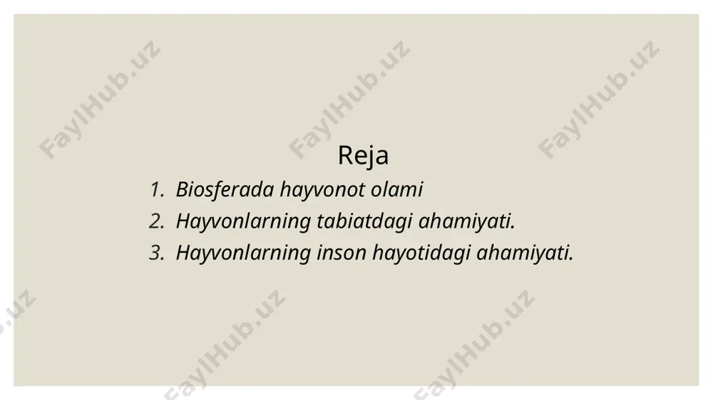 ng ragnogari rayonida qabul punktlariga yiliga o`rtacha 225000 dona, narxi oshirilgandan keyin esa sakkiz kun ichida 115000 dona ilon o`ligi topshirilgan. ilonlarni qirib yuborilgan joylarda sichqon va boshqa kemiruvchi hayvonlar juda tez ko`payib ketdi, natijada alla hosili kamaydi, kishilar o`rtasida o`lat, tuleremiya, sariq kasali kupaydi. ilon zahrining medisinadan keyin katta ahamiyatini va ilonlarning tabiatdagi ayrim zararli hayvonlarni qirishdagi rolini hisobga olib, ilonlar endilikda davlat nazorati ostida muhofaza qilinmoqda. hozirda yirtqich hayvonlarni butunlay yo`qolib ketishiga chek qo`yilmoqda, kamayib qolganlarini maxsus joylarda ko`paytirish choralari ko`rilmoqda. masalan: bo`rilar va qiriylarni qirib yuborishga chek qo`yildi. baliq xo`jaligida cho`rtan baliqlarini qirib yuborish ham noto`ri ekanligi aniqlandi. ko`pchilik sut emizuvchilar, ayniqsa hasharotxo`rlar va qo`lqanotlilar hamda ayrim yirtqich hayvonlar o`rmondagi zararkunanda hasharotlarni ko`plab kiradi. masalan: bo`rsiq bir so`tkada 500 tagacha may qo`nizining lichinkasini eydi. demak, har qanday hayvon turi inson uchun bevosita yoki bilvosita ahamiyatga ega bo`lganligi uchun ularni qirib yuborishga chek qo`yish kerak. hayvonlarning tarqalishi va …