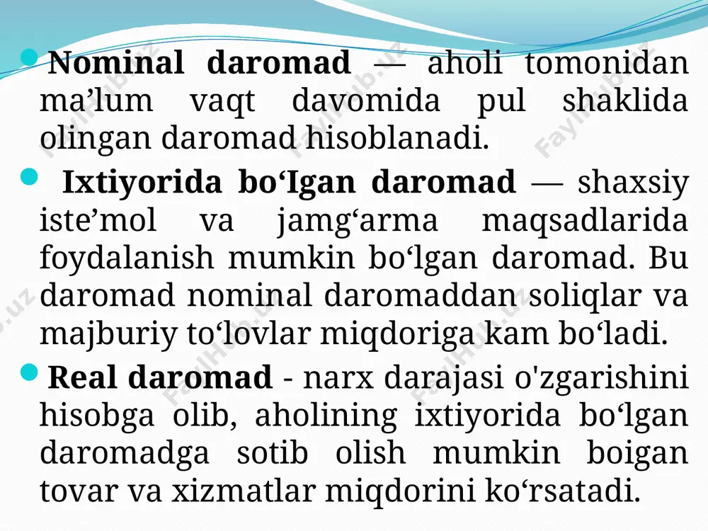 shvetsariya iqtisodchisi paretoga tegishli. u daromadlar taqsimlanishini tadqiq qilib eng kam va eng yuqori darajada daromad oladigan tabaqalar ulushi aholining kamchilik qismini tashkil etishini ko‘rsatadi. jumladan, aqsh da barcha aholiga nisbatan eng kam daromad oluvchilar 13,5 foizni, eng yuqori daromad oladiganlar 5-20 foizini tashkil etgan. daromadlarning asosiy qismi o‘rtahol qatlamlarga to‘g‘ri kelgan. daromadlarning taqsimlanishidagi bu bog‘lanish iqtisodiy nazariyada pareto qonuni deb yuritiladi. daromadlaming tabaqalanish jarayoni yetarli darajada tez boradi, minimal darajadan bir necha o‘n baravar yuqori daromadga ega bo‘lgan ijtimoiy qatlam shakllanadi. daromadlarning tabaqalanishi mulkiy tabaqalanishni keltirib chiqaradi. vaqt o‘tishi bilan oilalarning to‘plagan mol-mulki meros qoldirilishi sababli daromadlar tabaqalanishining kuchayishi ro‘y beradi. har xil oilalar uchun turlicha iste’mol muhiti yaratiladi. ijtimoiy tenglik va daromadlar taqsimotida adolatlilikni ta’minlab borish muammolari yuzaga chiqadi. bunday sharoitda davlatning daromadlarni qayta taqsimlash vazifasi daromadlar tengsizligidagi farqlarni kamaytirish va jamiyat barcha a’zolari uchun ancha qulay moddiy hayot sharoitini ta’minlashga qaratiladi. daromadlar tengsizligi kamayishining taxminan 80 foizini …
