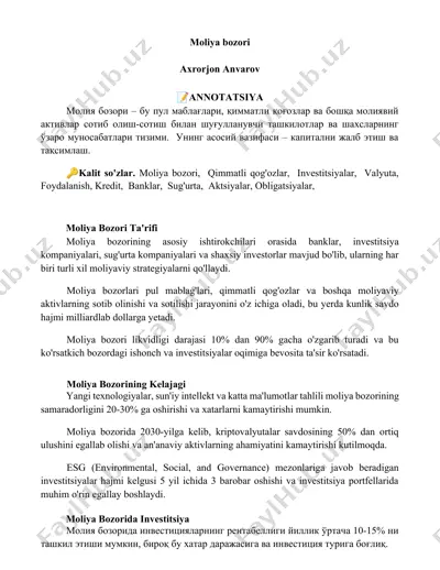 moliya bozori — DOCX