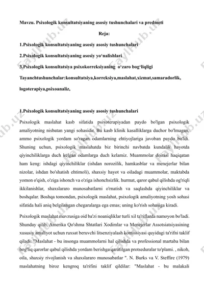 psixologik konsultatsiya — DOCX