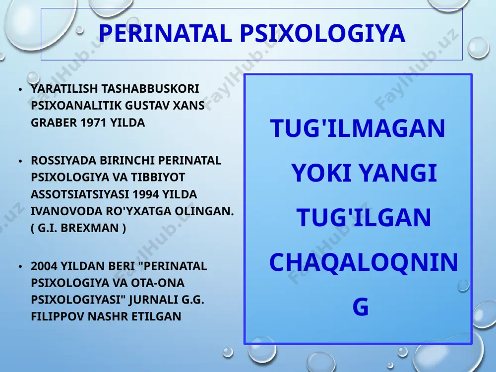 agi bolaning rivojlanishi uchun sharoitlarni saqlash va yaratishga qaratilgan aqliy i.v.ga ko'ra dominantlar. dobryakov optimal tur gipogestognozik turi eyforiya turi xavotirli tur depressiv tip i.v.ga ko'ra dominantlar. dobryakov optimal tur homiladorlik uchun mas'uliyatli munosabat. bola qidirilmoqda, turmush o'rtoqlar o'rtasidagi munosabatlar uyg'un. i.v.ga ko'ra dominantlar. dobryakov gipogestognozik turi o'qishni tugatmagan va ishlashga ishtiyoqli ayollarda uchraydi. birinchi holda, homiladorlik ko'pincha rejasiz bo'ladi, ikkinchi holda, kech bo'ladi. ayollar ko'pincha tibbiyot xodimlarining tavsiyalarini e'tiborsiz qoldiradilar va unutishadi, chunki ular avvalgi turmush tarzini davom ettirishni xohlashadi. i.v.ga ko'ra dominantlar. dobryakov eyforiya turi bu turdagi histerik belgilarga ega bo'lgan yoki bepushtlik uchun uzoq muddatli davolanishdan o'tgan ayollarda uchraydi. homiladorlik boshqalarni manipulyatsiya qilish vositasiga aylanadi. ayollar o'zlariga ko'proq e'tibor talab qiladilar. xulq soxtalashtirilgan. i.v.ga ko'ra dominantlar. dobryakov xavotirli tur yuqori darajadagi tashvish homiladorlik jarayonini murakkablashtirishi mumkin. bu tur o'tmishda noqulay homiladorlik natijasi bo'lgan ayollarda uchraydi. oilada o'tkir yoki surunkali kasalliklar, moliyaviy qiyinchiliklar yoki tartibsizliklar bo'lsa, tashvish ham …