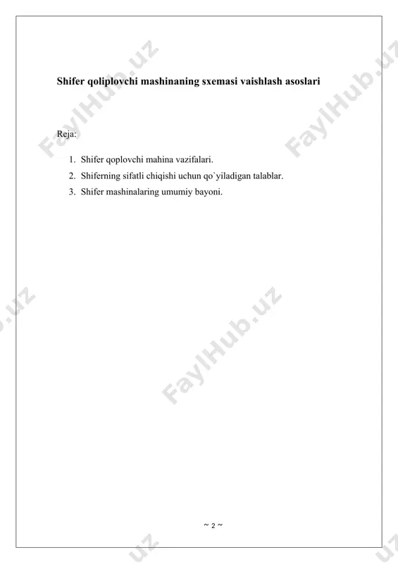 b'ektlarining tomi uchun yagona ko'rinish qo'llaniladi. 8 to'lqinli shiferning afzalliklari nimada: · sovuqqa chidamli, harorat o'zgarishiga osongina toqat qiladi. · yuqori namlikdan qo'rqmaslik, yomg'ir va qor qoplamada iz qoldirmaydi. · u quyosh nuriga yaxshi toqat qiladi, uning uzoq ta'siri. · tomning oddiy o'rnatilishi, ma'lum mahorat va zukkolikka ega bo'lgan holda, buni o'zingiz qilishingiz mumkin. har qanday element singari, shiferning kamchiliklari bor, xususan: · choyshablar juda og'ir, bu esa tomga chiqishni qiyinlashtiradi. · mo'rt, tashish va yig'ishda ehtiyot bo'lishni talab qiladi. · shifer ishlab chiqarilgan asbest tsement odamlarga salbiy ta'sir ko'rsatadi. · choyshablarni kesishda nafas olishni himoya qilish vositalaridan foydalanish kerak. shifer ishlab chiqarish va tarkibi shiferning asosiy komponenti tabiiy mineral - asbestdir. tsement ohak tarkibiga qo'shilsa, asbest tolalari ulanadi. bu juda qattiq material - asbest tsement chiqadi. namlik, yuqori va past haroratlar, turli jismoniy harakatlar ta'sirida uning xususiyatlari o'zgarmaydi. odatda xrizotil asbest ishlatiladi. mineral momiq, portlend tsement va suv, unga …