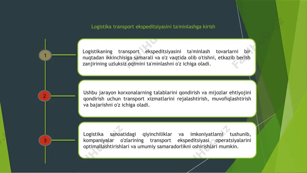 hun texnologiya va ma'lumotlar tahlilidan foydalanishdir. bu potentsial to'siqlarni aniqlashga yordam beradi va operatsiyalarni muammosiz davom ettirish uchun muammolarni proaktiv hal qilishga imkon beradi. bundan tashqari, etkazib beruvchilar, tashuvchilar va mijozlar kabi manfaatdor tomonlar o'rtasidagi hamkorlikni rivojlantirish logistika ta'minoti jarayonini uzluksiz ta'minlash uchun muhim ahamiyatga ega. aloqa va muvofiqlashtirishni kuchaytirish orqali kompaniyalar kechikishlarni minimallashtirishi va umumiy samaradorlikni optimallashtirishi mumkin. 6 transport ekspeditsiyasida texnologiya integratsiyasi logistika transport ekspeditsiyasini ta'minlash ilg'or texnologiyalarni integratsiyalash orqali rivojlanmoqda. ushbu integratsiya tovarlar va materiallarni tashishda samaradorlik, aniqlik va o'z vaqtidalikni oshiradi. transport ekspeditsiyasida texnologiyadan foydalangan holda, kompaniyalar ta'minot zanjiri operatsiyalarini optimallashtirishlari va mahsulotlarni mijozlarga uzluksiz etkazib berishni ta'minlashlari mumkin. haqiqiy vaqtda kuzatish, marshrutni optimallashtirish va bashoratli tahlillar logistika jarayonini yangi murakkablik darajasiga ko'taradi. texnologiyalar integratsiyasi bilan transport ekspeditsiyasi korxonalar uchun strategik farqlovchiga aylanadi, bu ularga raqobatchilardan oldinda qolish va bugungi tez sur'atlardagi bozorda mijozlarning tobora ortib borayotgan talablarini qondirish imkonini beradi. logistika ta'minotida risklarni boshqarish logistika …