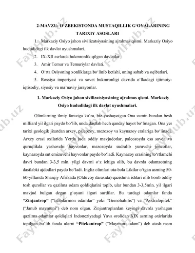 o‘zbekistonda mustaqillik g‘oyalarining tarixiy asoslari — DOCX