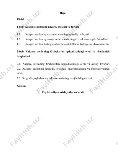 xalqaro savdo va uning turlari — DOCX