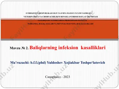 baliqlarning infeksion kasalliklari — PPTX