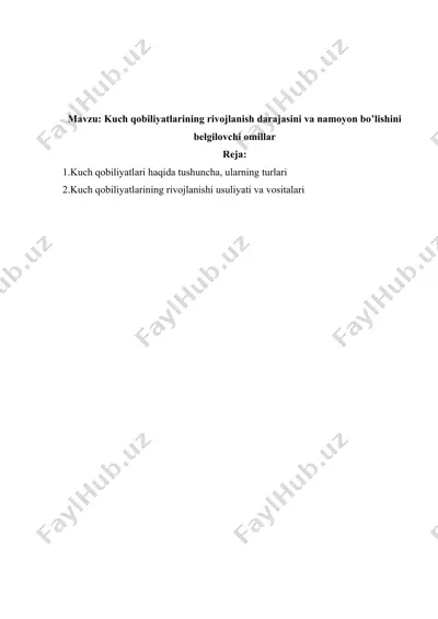 kuch qobiliyatlari haqida tushuncha, ularning turlari — DOCX