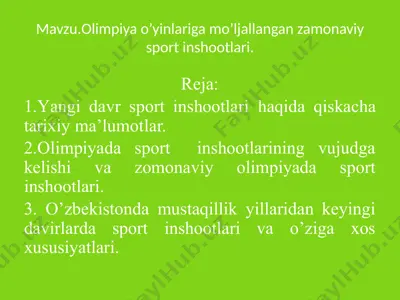 zamonaviy sport inshootlari — PPTX