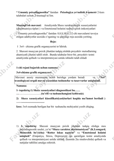 umumiy psixodiagnostika — DOCX