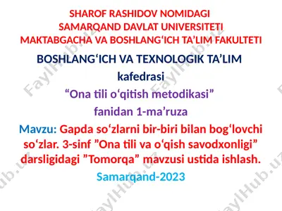 ona tilio'qitish metodikasi ma'ruzasi — PPTX