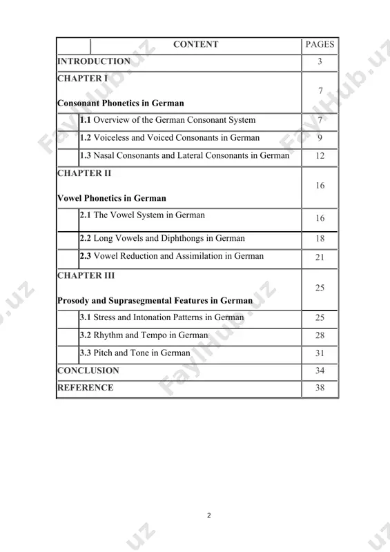 territory of the republic of uzbekistan. [footnoteref:2] [2: 2. decree of the president of the republic of uzbekistan no. 1875 "on measures to further improve the system of learning foreign languages". [text]. tashkent, 2012. 3. https://tafsilar.info/novostiuzbekistana/vuzbekistanenabiraetpopuljarnostizuchenieanglijskogojazyka/ ] the study of phonetics, particularly in the context of specific languages, offers invaluable insights into the intricate mechanisms of speech production and perception. among the diverse languages of the world, german stands out for its unique phonetic characteristics, which play a crucial role in understanding its pronunciation patterns and accent variations. this introductory chapter provides an overview of the aim, subject, actuality, methods, tasks, practical value, materials, objectives, and theoretical value of exploring the phonetic peculiarities of the german language. the aim of the research: the aim of this study is to delve into the phonetic intricacies of the german language, unraveling its distinctive sounds, intonation patterns, and pronunciation features. by examining these …